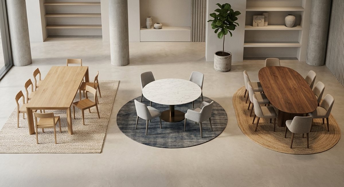 Tapis sous table : choisir le bon format de salle
